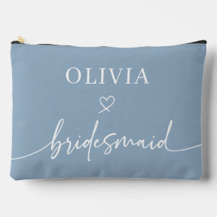 Personalised Dusty Blue Scripted Bridesmaid Gift Accessory Pouch
