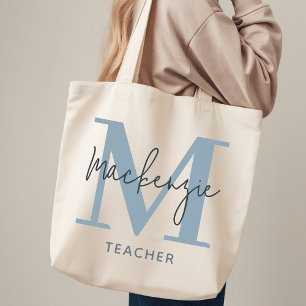 Personalised Dusty Blue Tote Bag Gift for Teachers