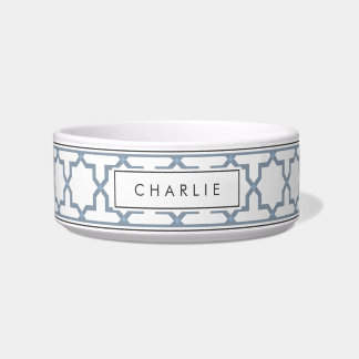 Personalised Dusty Blue & White Star Pattern Bowl