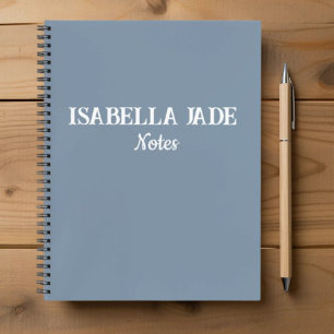 Personalised Dusty Blue Wide Ruled Spiral Notebook