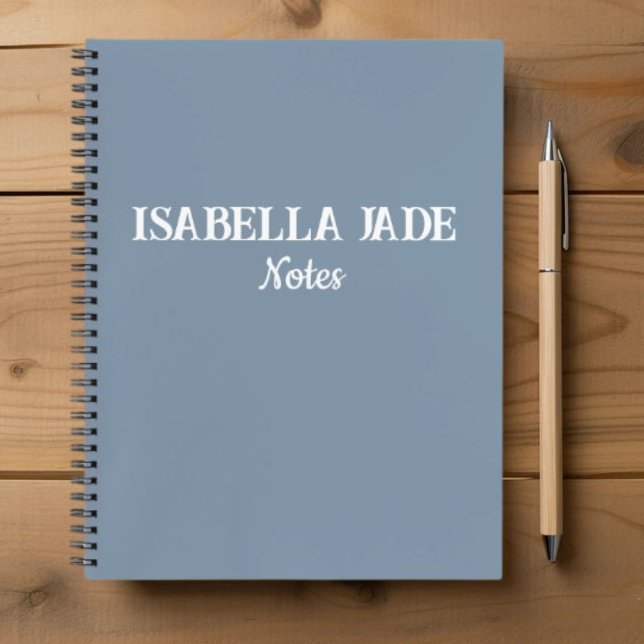 Personalised Dusty Blue Wide Ruled Spiral Notebook (Creator Uploaded)
