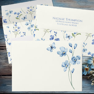 Personalised Dusty Blue Wildflower Bridal Shower Envelope