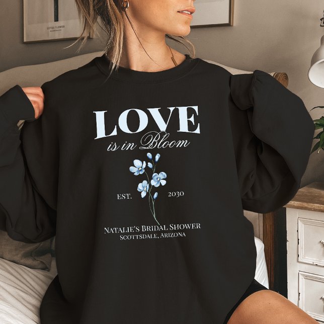 Personalised Dusty Blue Wildflower Bridal Shower Sweatshirt (Creator Uploaded)