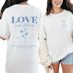Personalised Dusty Blue Wildflower Bridal Shower T-Shirt