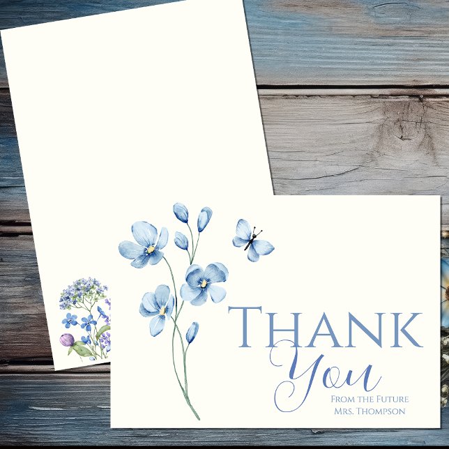 Personalised Dusty Blue Wildflower Bridal Shower Thank You Card (Creator Uploaded)