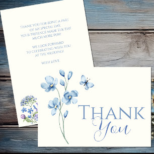 Personalised Dusty Blue Wildflower Bridal Shower Thank You Card