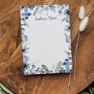 Personalised Dusty Blue Wildflowers Postit Notes