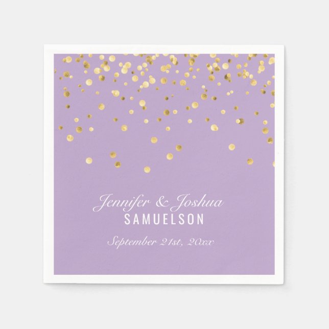 Personalised DUSTY MAUVE Gold Confetti Wedding Napkin (Front)