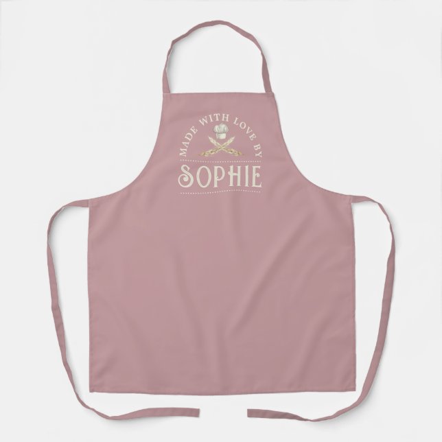 Personalised Dusty Pink All-Over Print Apron (Front)