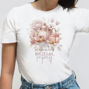 Personalised Dusty Pink Watercolor Bridal Tea  T-Shirt
