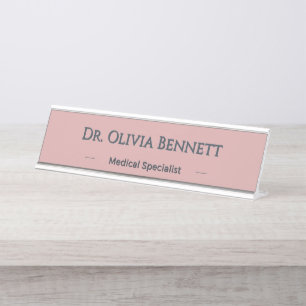Personalised Dusty Rose Charcoal Name Gift Desk Name Plate