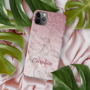Personalised Dusty Rose Gold Glitter Pink Marble Case-Mate iPhone Case
