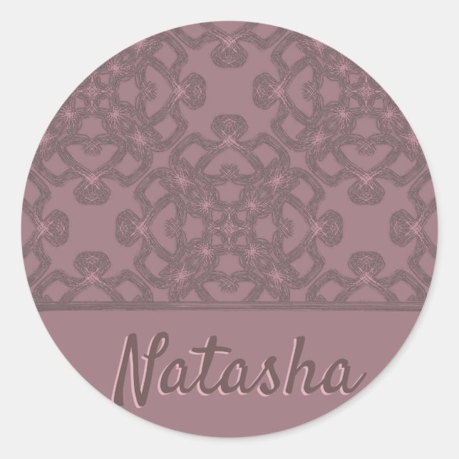 Personalised Dusty Rose Pattern Classic Round Sticker (Front)