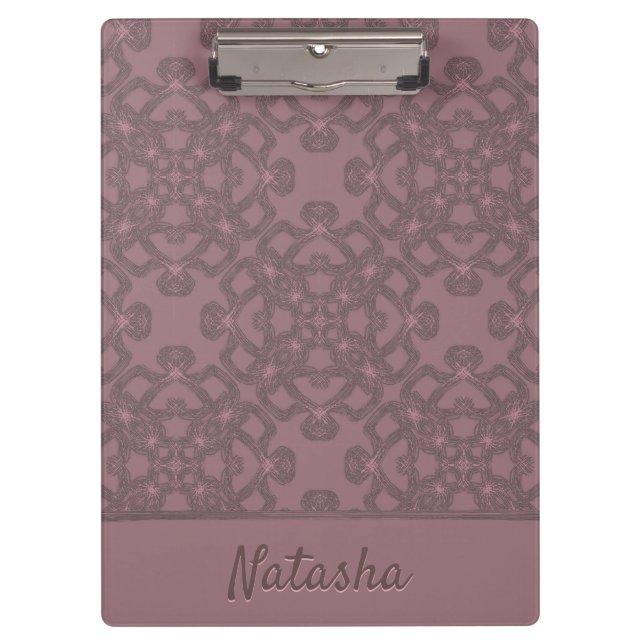 Personalised Dusty Rose Pattern Clipboard (Front)
