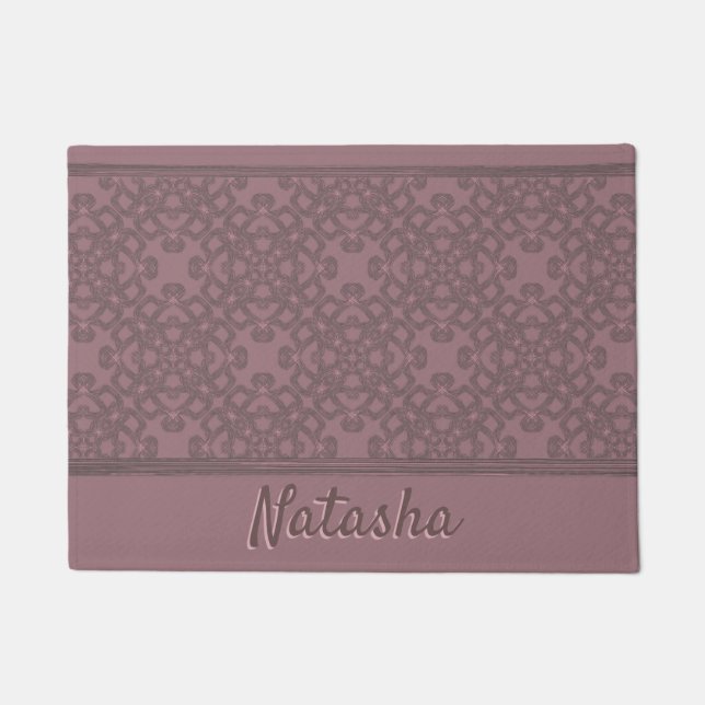Personalised Dusty Rose Pattern Doormat (Front)