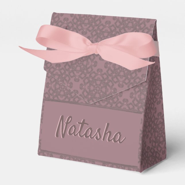 Personalised Dusty Rose Pattern Favour Box (Front Side)