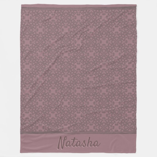 Personalised Dusty Rose Pattern Fleece Blanket (Front)