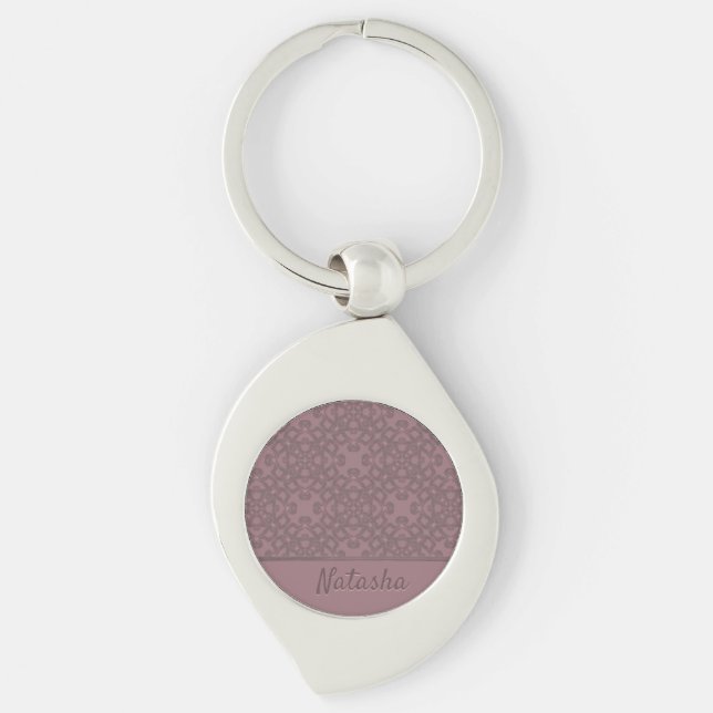 Personalised Dusty Rose Pattern Key Ring (Front)