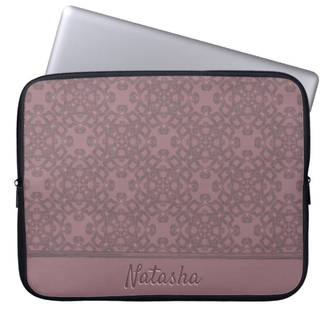 Personalised Dusty Rose Pattern Laptop Sleeve (Front)