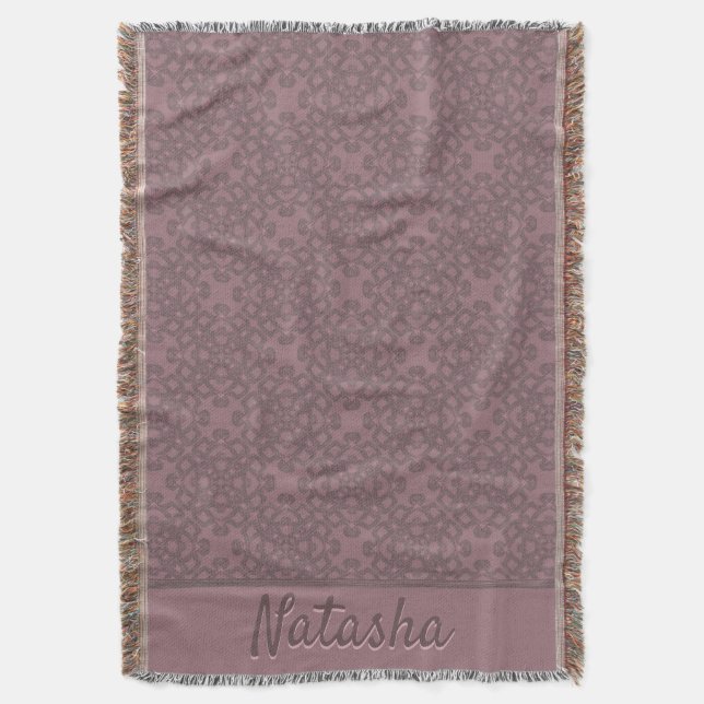 Personalised Dusty Rose Pattern Throw Blanket (Front Vertical)
