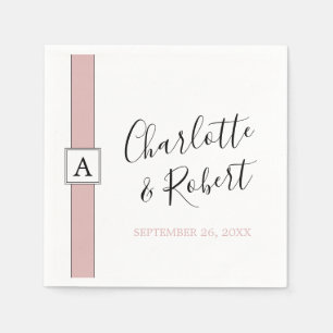 Personalised Dusty Rose Pink Monogram Wedding Napkin