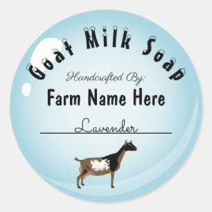 Personalised Dwarf Goat Milk Soap Blue Bubble Classic Round Sticker