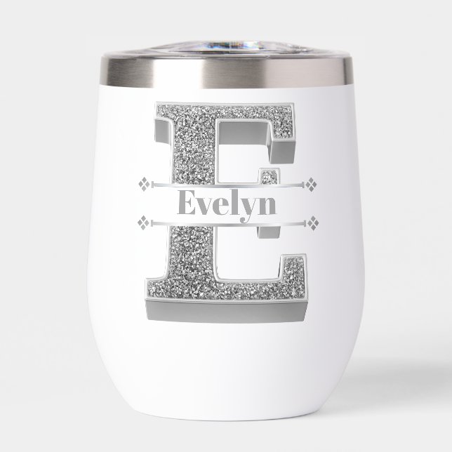 Personalised E Initial Silver Monogram Your Name (Front)
