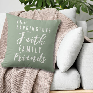 Personalised Earth Tone Sage Faith Family Friends Cushion