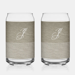 Personalised Earthy Brown Kaki  Set Can Glass