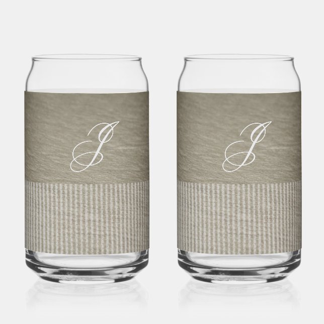 Personalised Earthy Brown Kaki  Set Can Glass (Front)