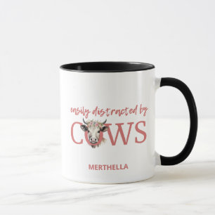 Personalised EASILY DISTRACTED BY COWS Vintage  Mug