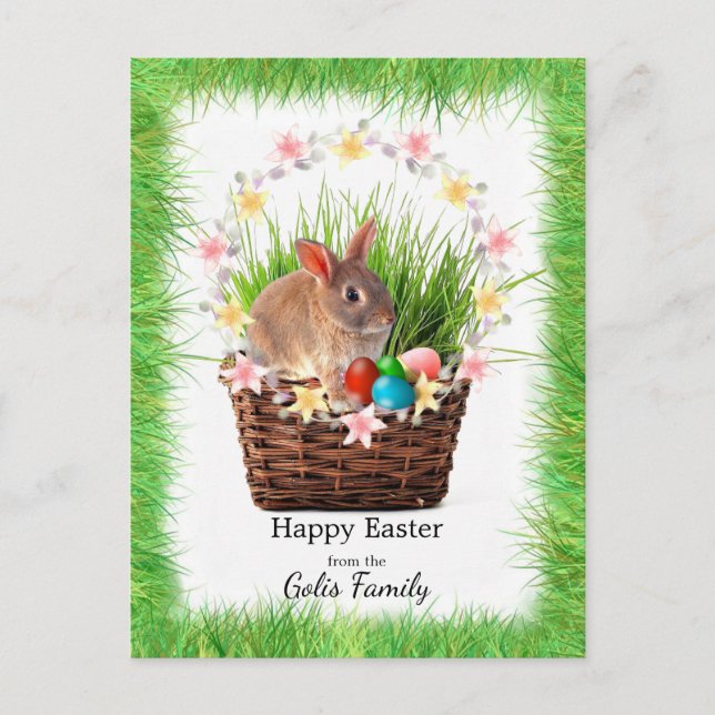 Personalised Easter Basket Holiday Postcard (Front)