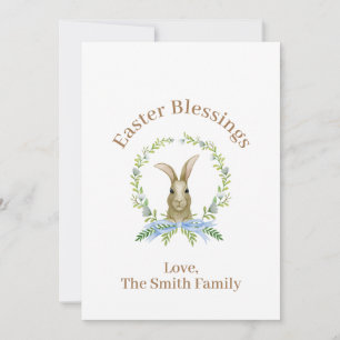Personalised Easter Blessings Watercolor Rabbit Holiday Card
