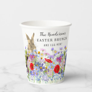 Personalised Easter Brunch Egg Hunt Bunny Floral Paper Cups