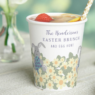 Personalised Easter Brunch Egg Hunt Bunny Floral Paper Cups