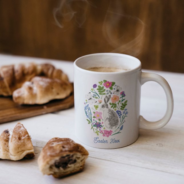 Personalised Easter Bunny and Flower Coffee Mug (Creator Uploaded)