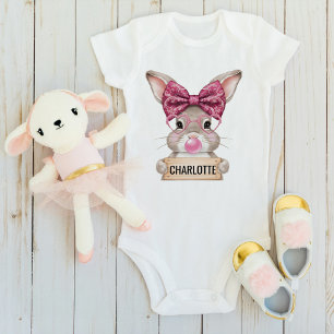 Personalised Easter Bunny Baby Bodysuit for Girls