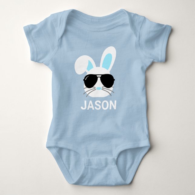 Personalised Easter Bunny Boys Baby Bodysuit (Front)