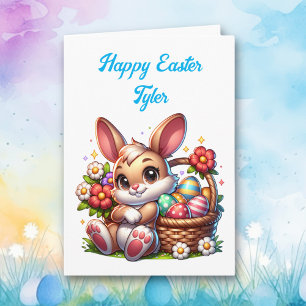 Personalised Easter Bunny + Colouring Page Card