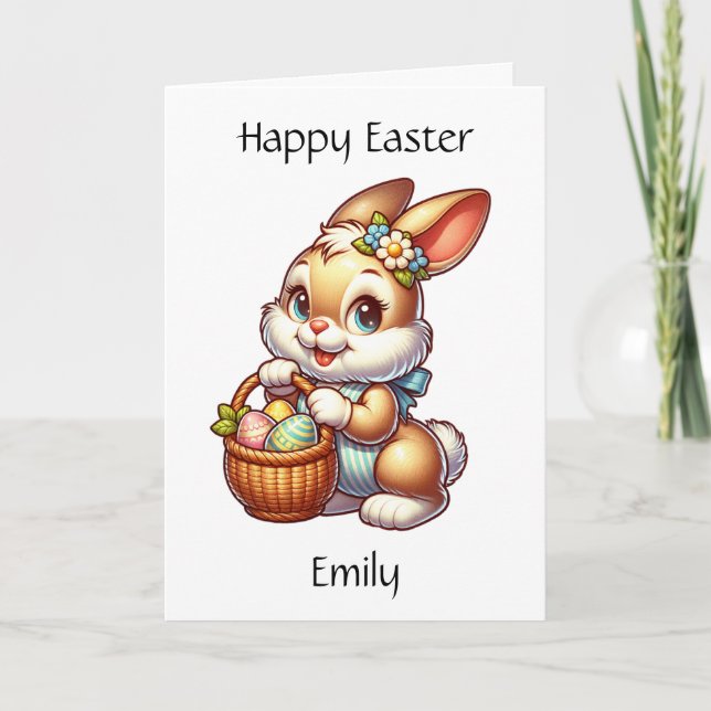 Personalised Easter Bunny + Colouring Page Kid's Card (Front)