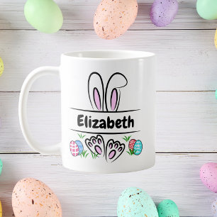 Personalised Easter Bunny Ears Name Coffee Mug