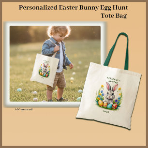 Personalised Easter Bunny Egg Hunt Tote Bag