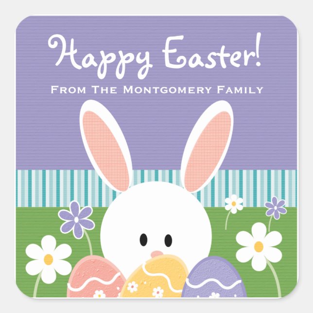 Personalised Easter Bunny Eggs Label Stickers (Front)