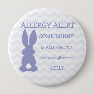 Personalised Easter Bunny Food Allergy Alert 10 Cm Round Badge
