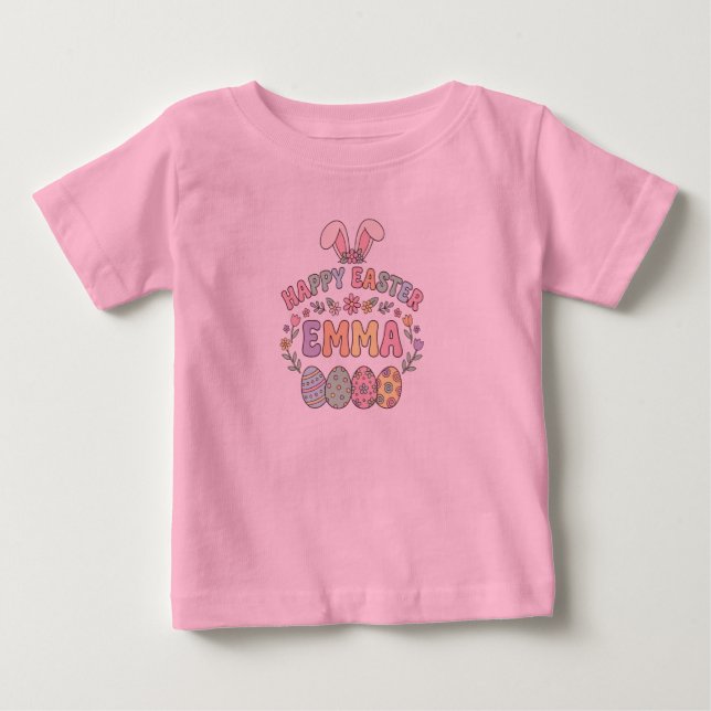 Personalised Easter Bunny Kids Shirt – Custom Name (Front)