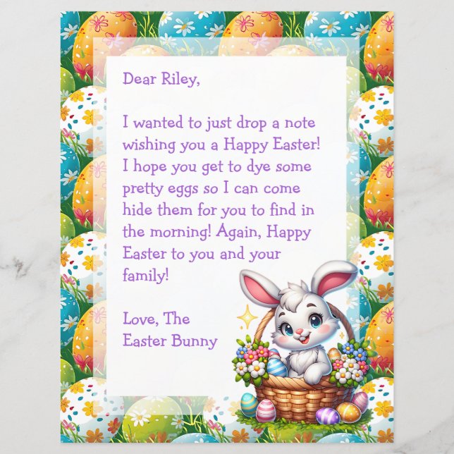 Personalised Easter Bunny Letter for Kids (Front)