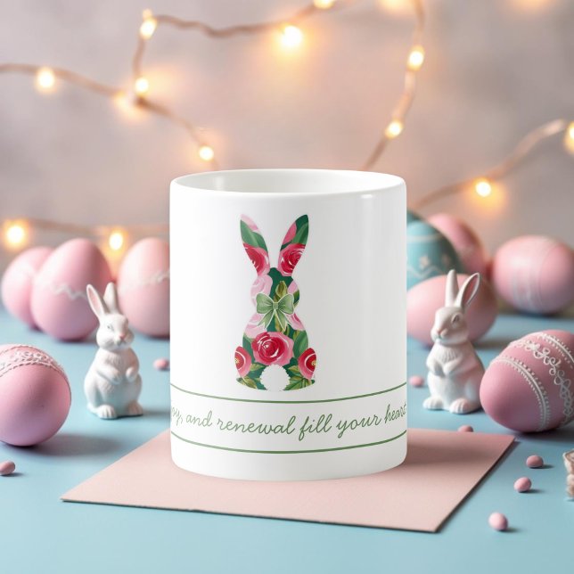 Personalised Easter Bunny Mug with Floral Design (Personalized Easter Bunny Mug with Floral Design)