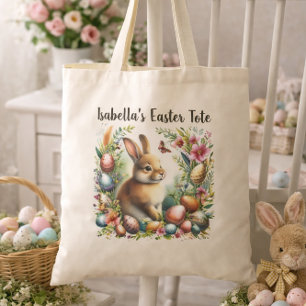Personalised Easter Bunny Name Design Tote Bag
