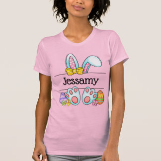 Personalised Easter Bunny Name Pastel Bow T-Shirt