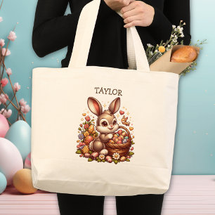 Personalised Easter Bunny Rabbit Large Tote Bag